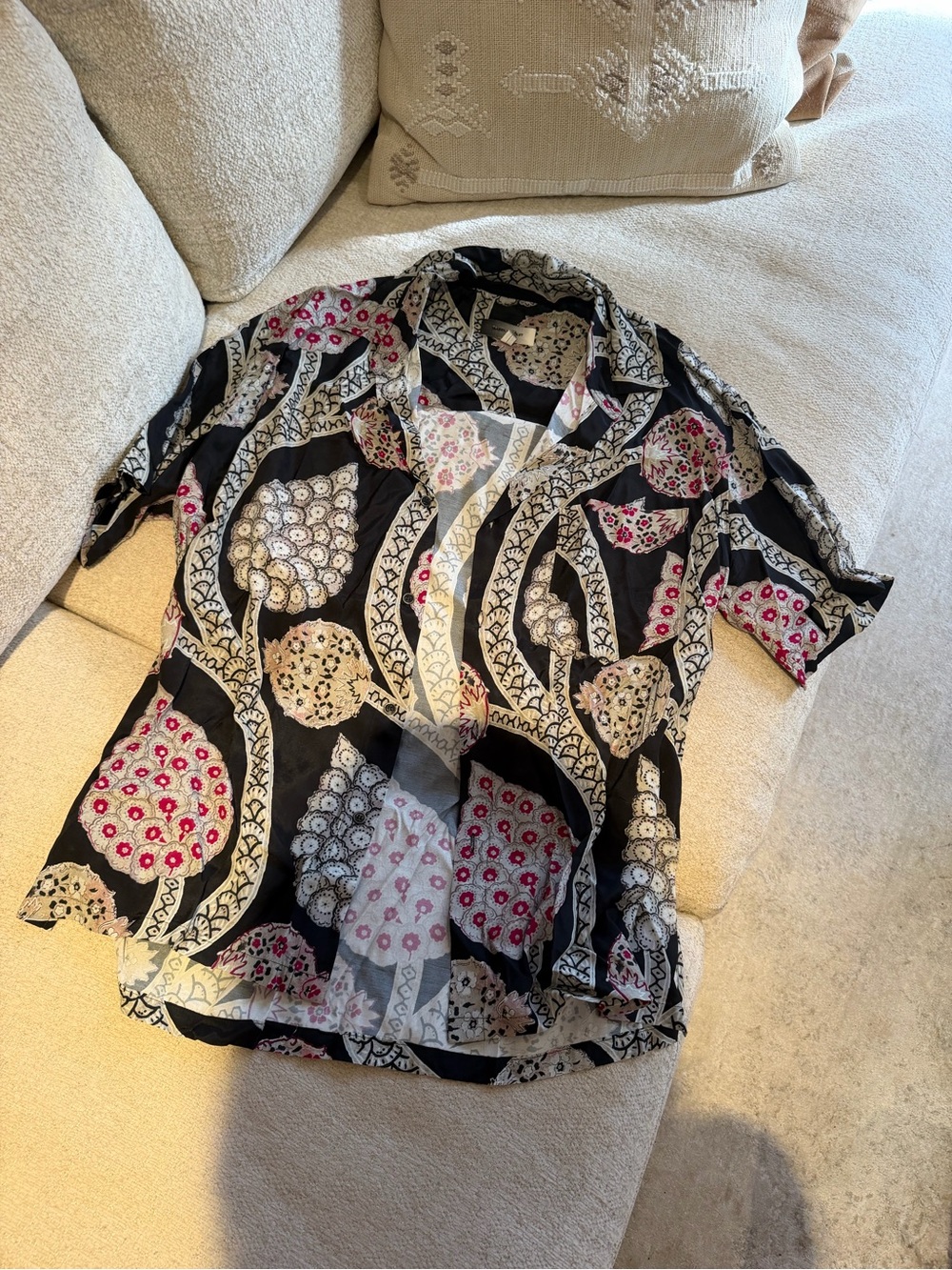 Vintage Isabel Marant Black Floral-Print Button Down Shirt